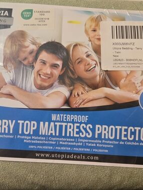Utopia Waterproof Terry Top Mattress Protector - Blue